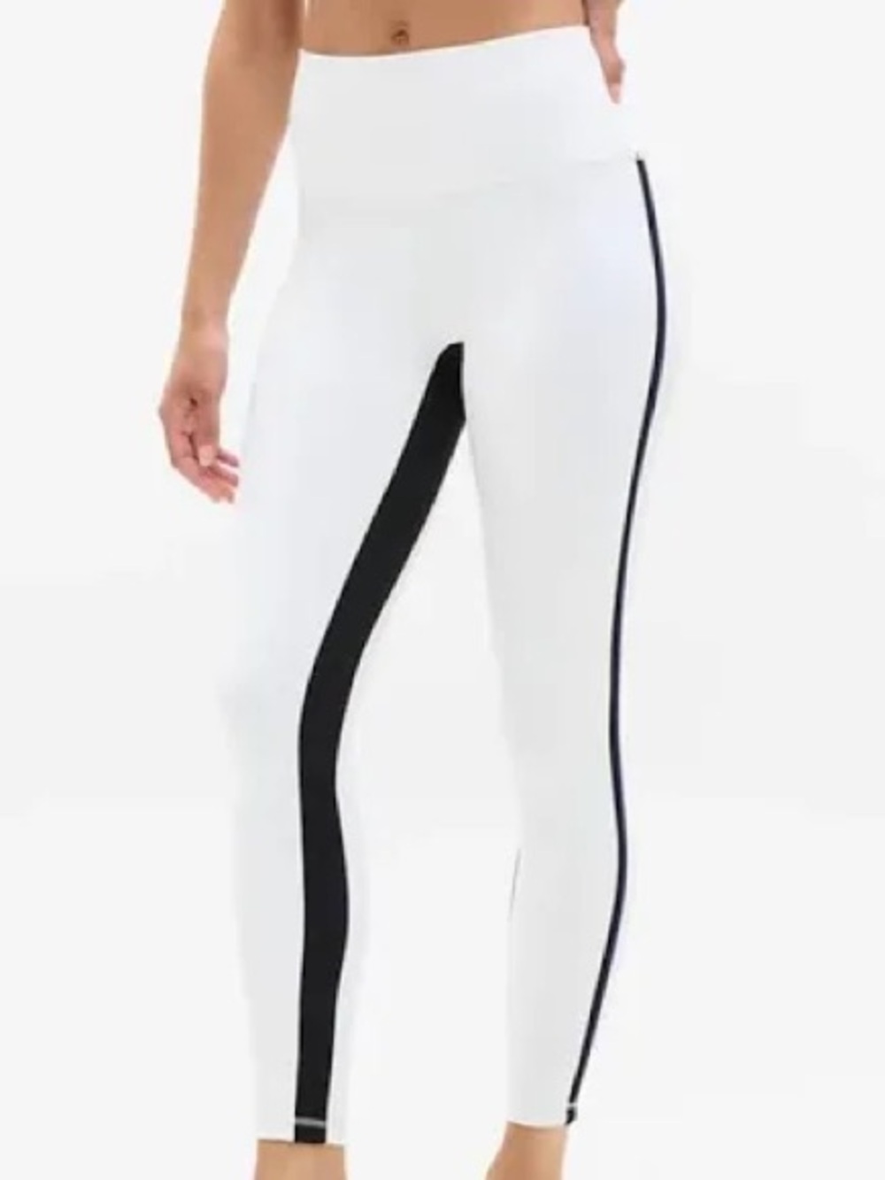 High-Waist White Leggings with Black Side Stripe - Athleta